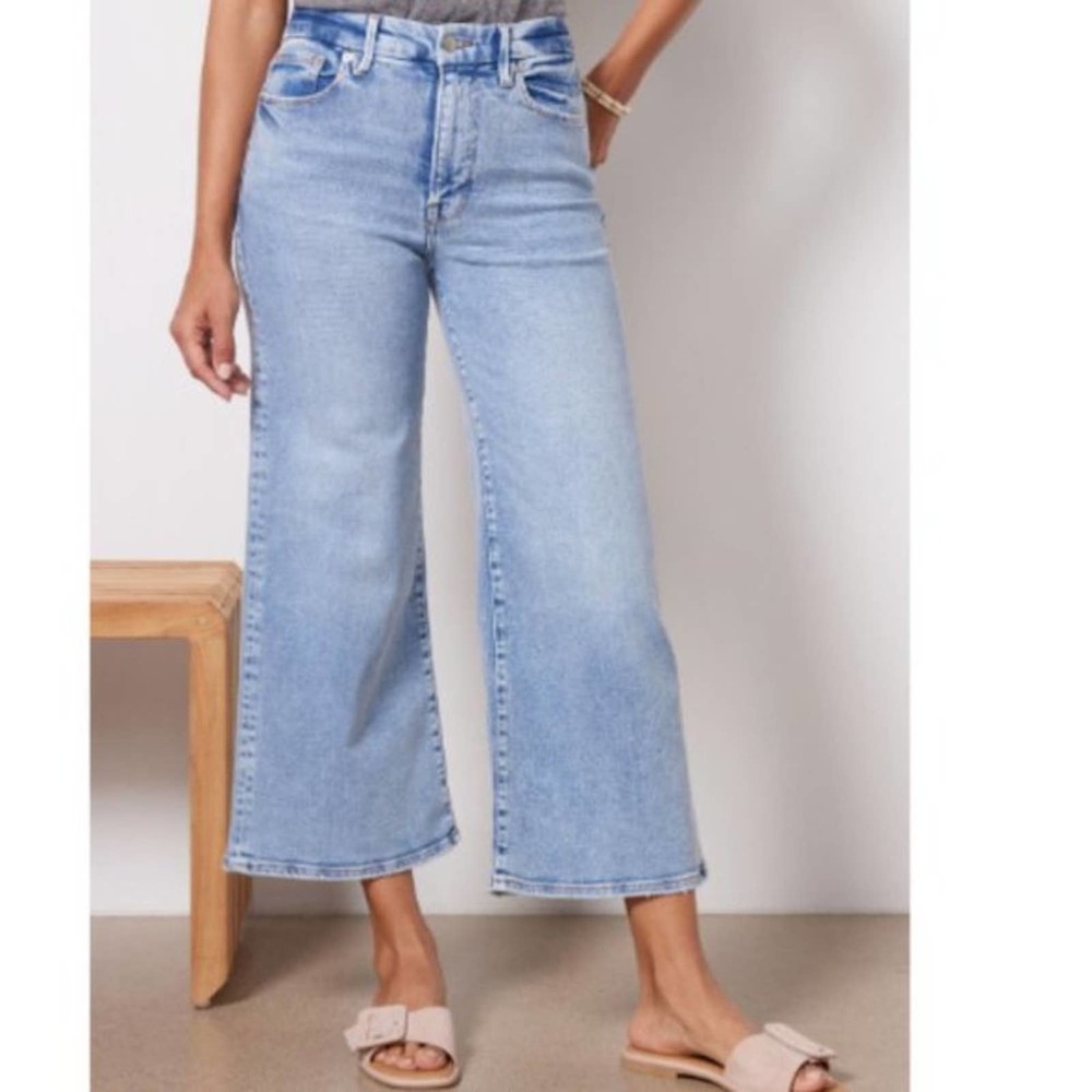 Good American Good Waist Palazzo Cropped Jeans 00